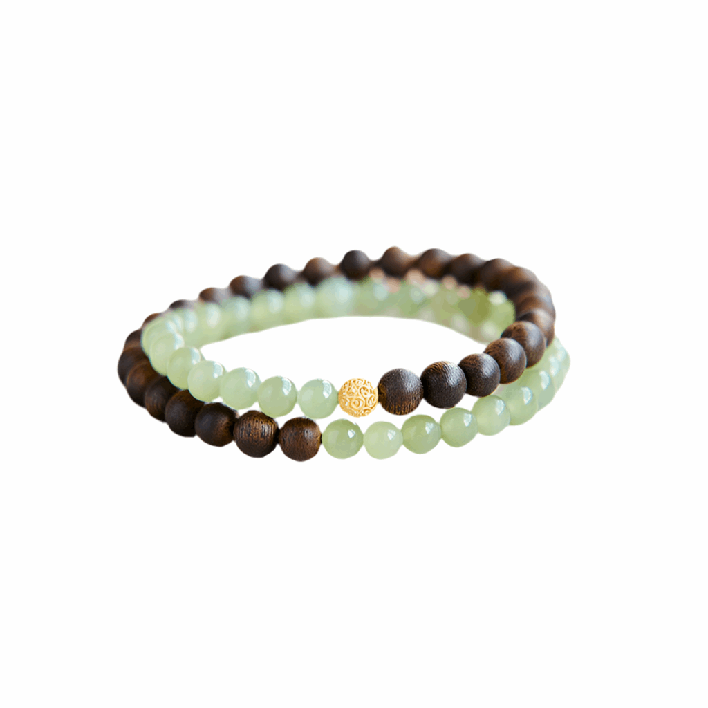 Agarwood Buddha Bead Natural Jade Hetian Jade Transfer Pearl Bracelet