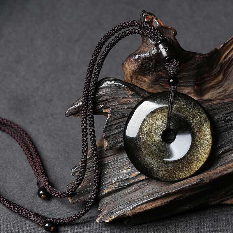 Free Today: Obsidian Pendant, Vintage Buckle Obsidian Peace and Blessing