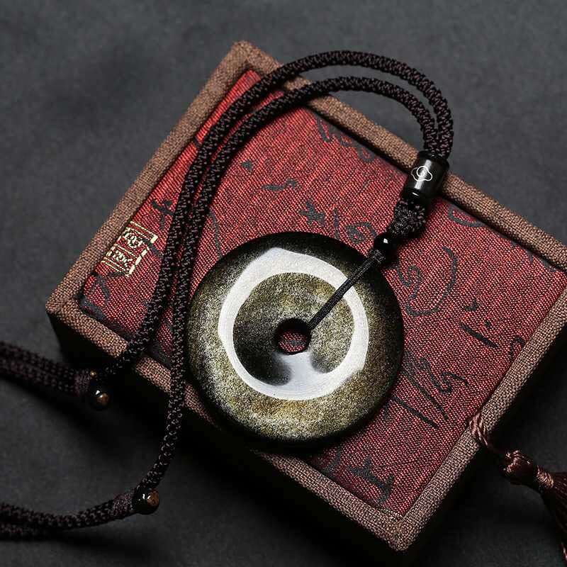 Free Today: Obsidian Pendant, Vintage Buckle Obsidian Peace and Blessing