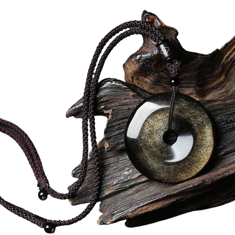 Free Today: Obsidian Pendant, Vintage Buckle Obsidian Peace and Blessing