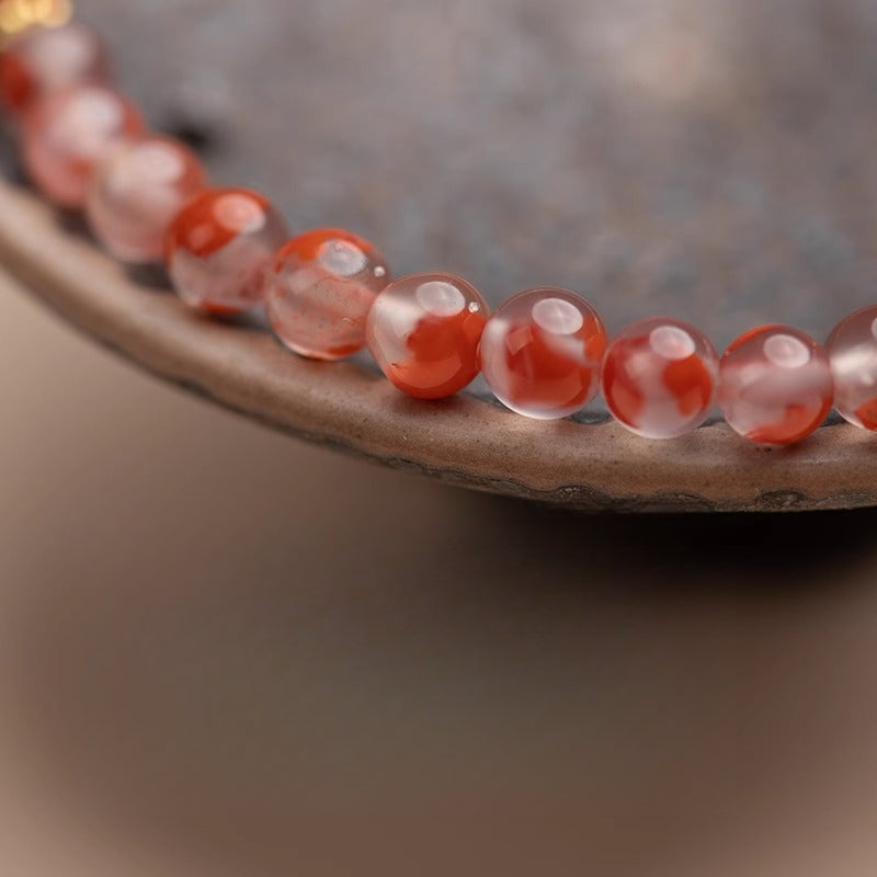 Natural cinnabar Nanhong agate bracelet pearl bracelet women's pearl beads