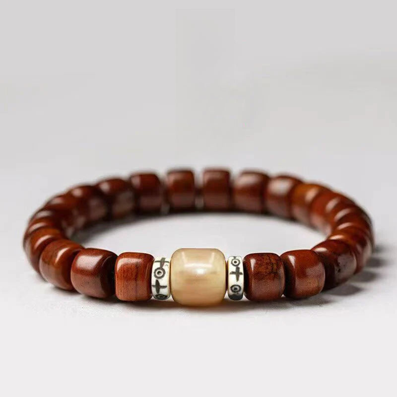 Tibetan natural ox bone bracelet, old yak bone bracelet, barrel bead, bone Buddhist beads