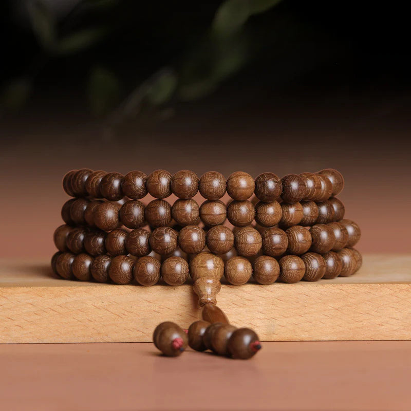 Abelia biflora wooden bracelet with 108 beads