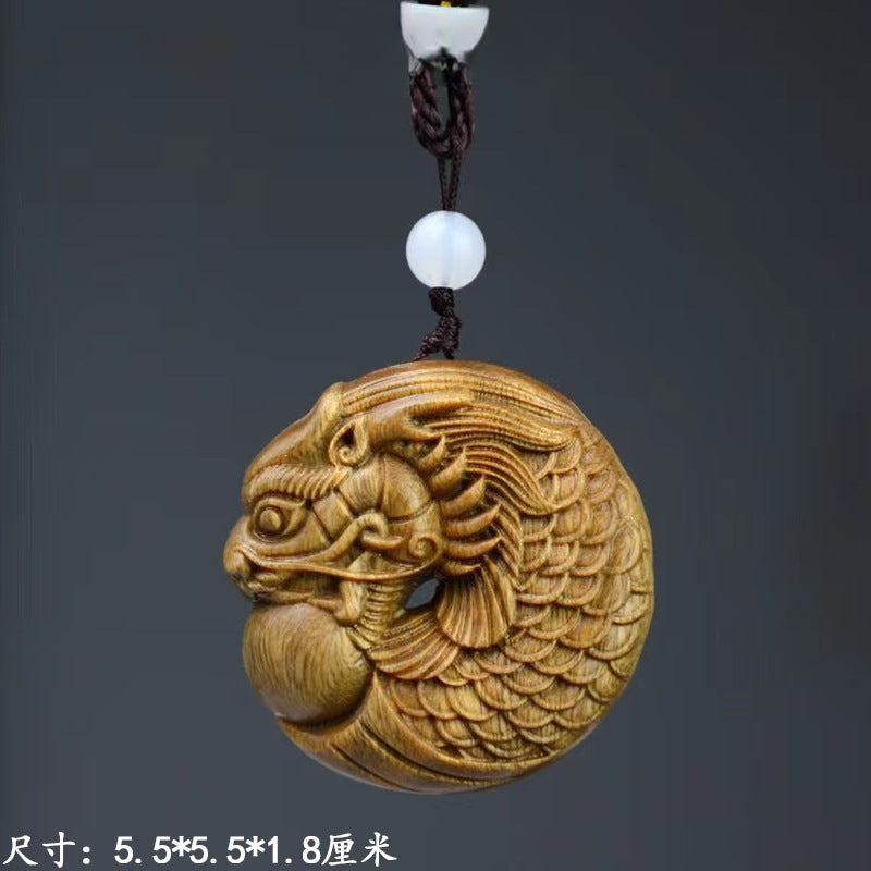Green sandalwood handle key pendant mascot