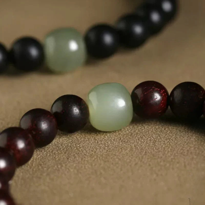 Natural lobular red sandalwood bracelet, couple bracelet, women's hand jewelry, natural jade top bead bracelet.