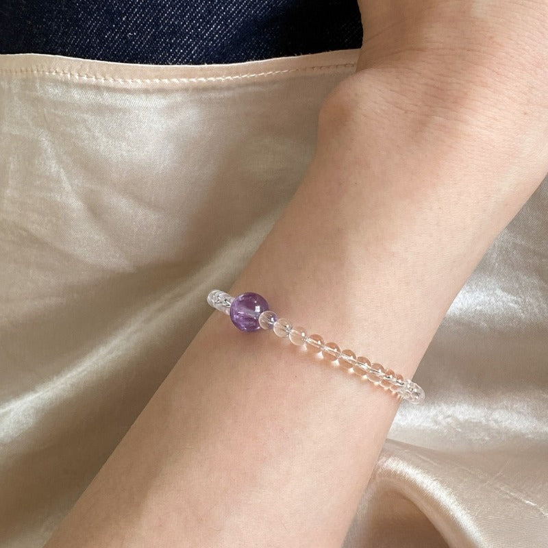 Amethyst bracelet, crystal clear white crystal.