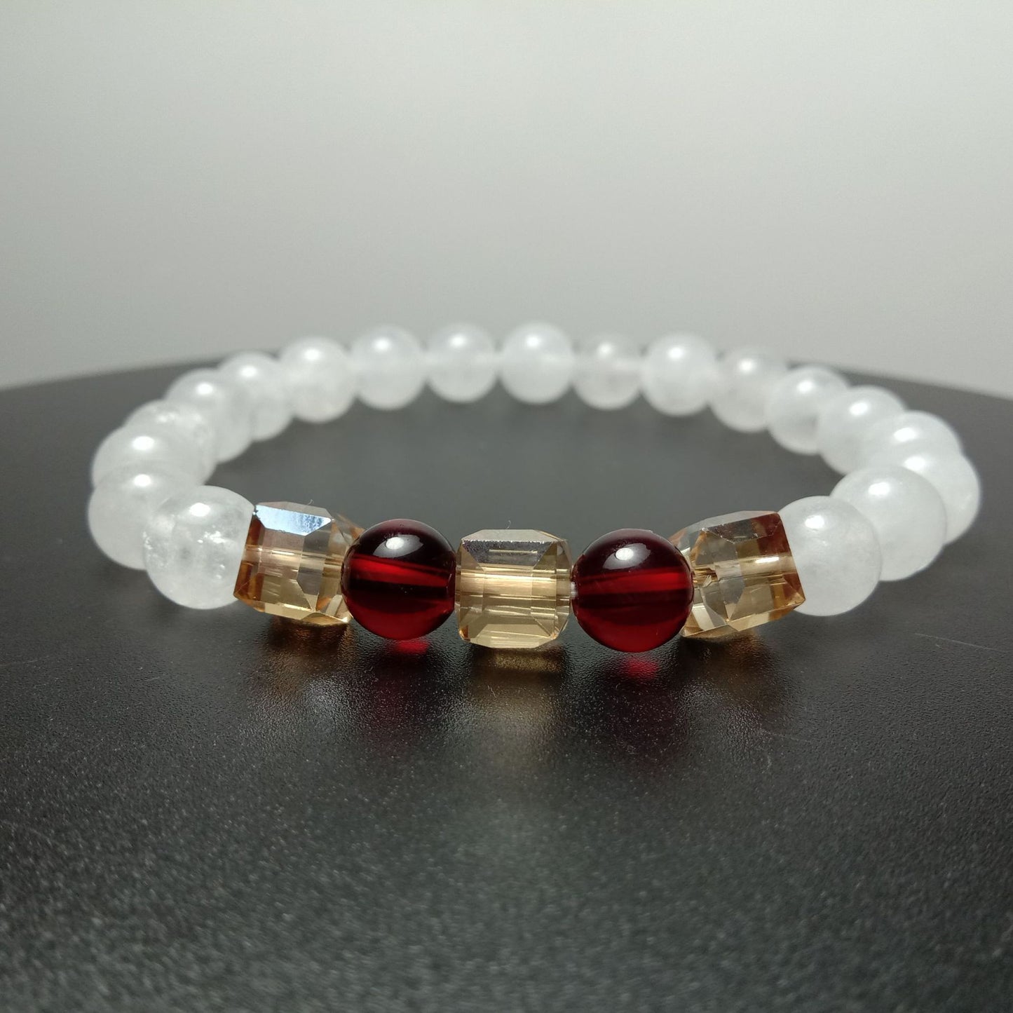 White chalcedony anti-fatigue agate garnet geometric citrine women's bracelet