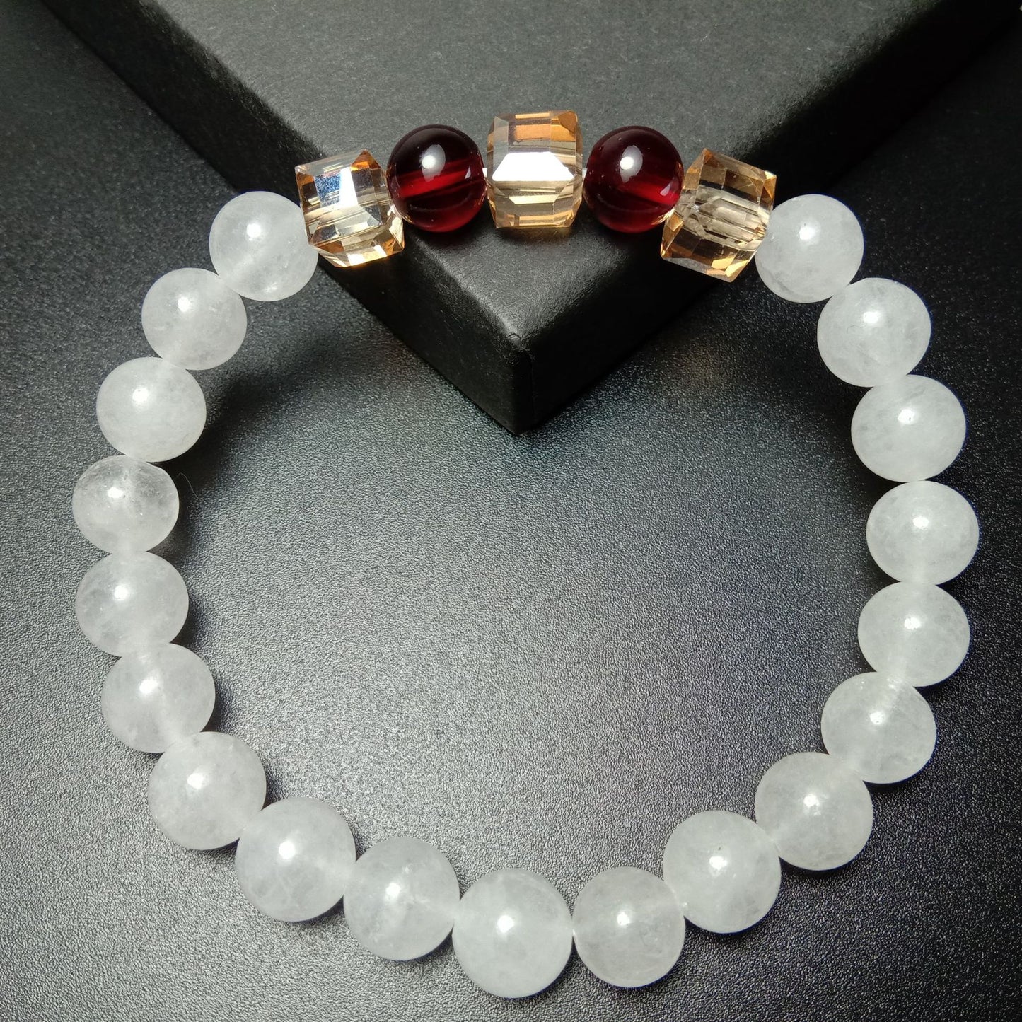 White chalcedony anti-fatigue agate garnet geometric citrine women's bracelet