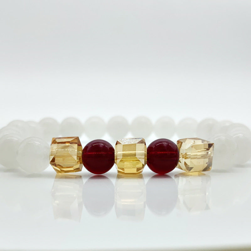 White chalcedony anti-fatigue agate garnet geometric citrine women's bracelet