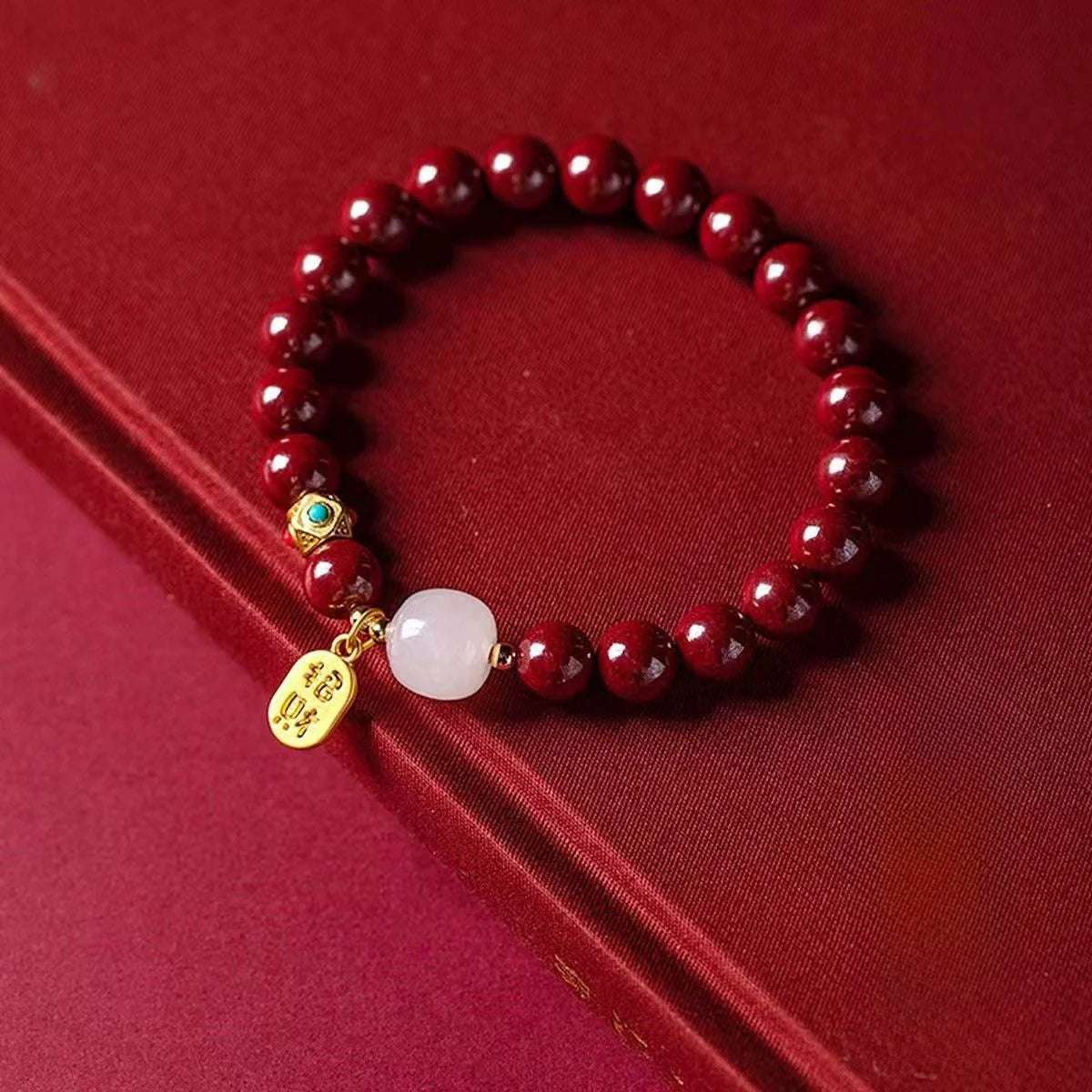 Natural raw ore cinnabar high content prayer men and women the same transshipment lucky bracelet jewelry bracelet natal year gift