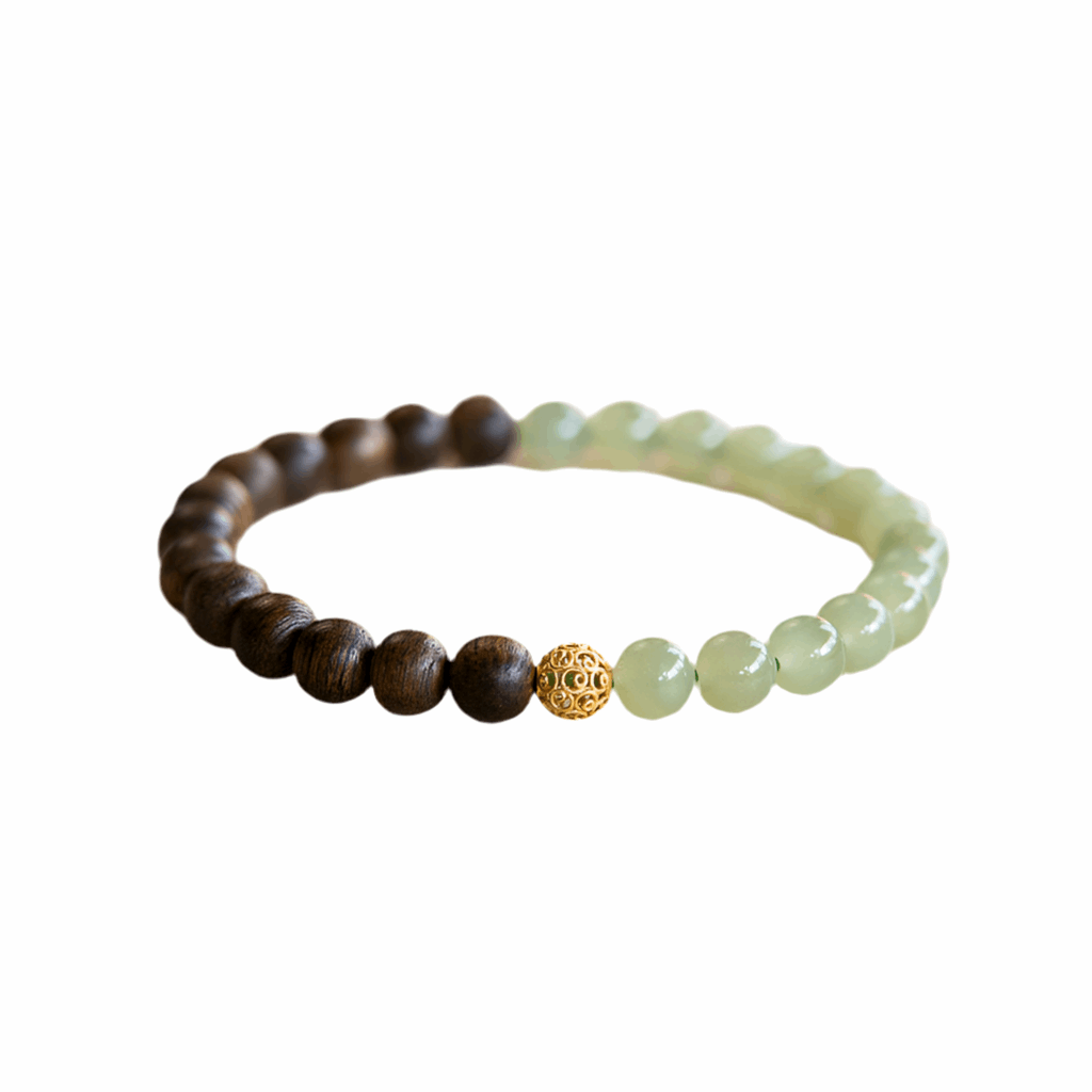 Agarwood Buddha Bead Natural Jade Hetian Jade Transfer Pearl Bracelet