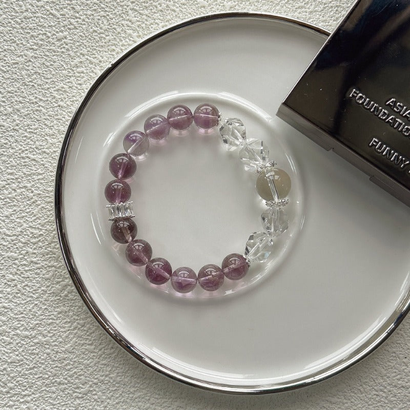Natural white crystal amethyst simple bracelet women's jewelry