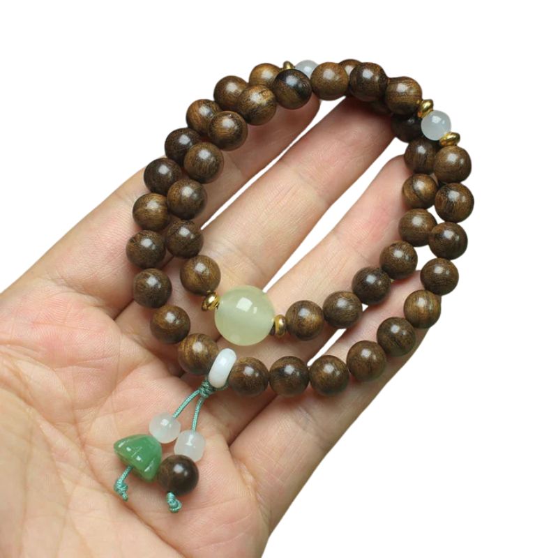 Sandalwood 0.8 bracelet, double-circle bracelet, couple jewelry, lotus pod pendant, Buddha bead, rosary.