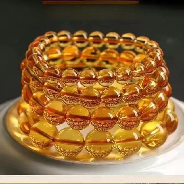 Natural citrine lucky bracelet men's and women's transfer bead bracelet.