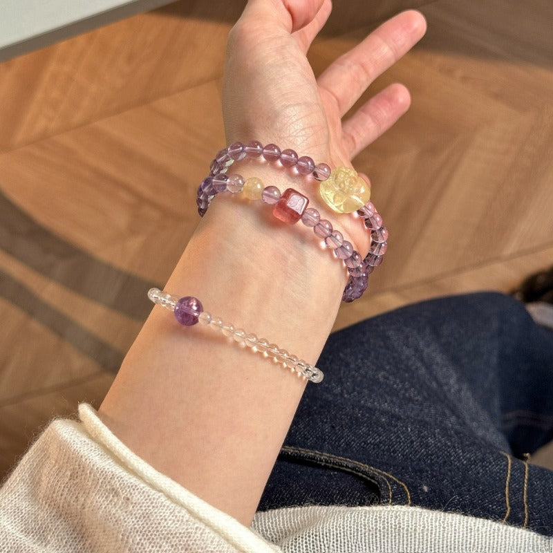 Amethyst bracelet, crystal clear white crystal.