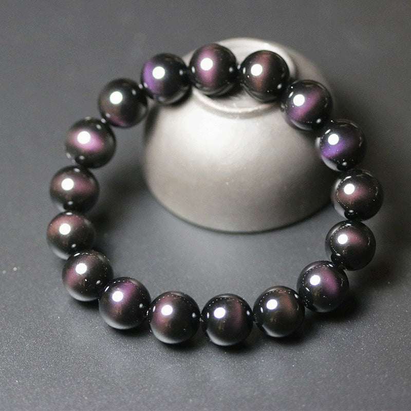 Natural obsidian bracelet Rainbow eye Purple green eye Obsidian bracelet Absorbs negative emotions to ward off evil spirits and keep you safe