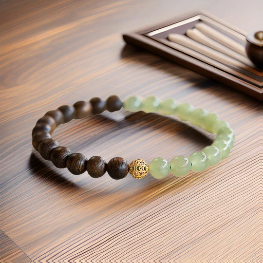 Agarwood Buddha Bead Natural Jade Hetian Jade Transfer Pearl Bracelet