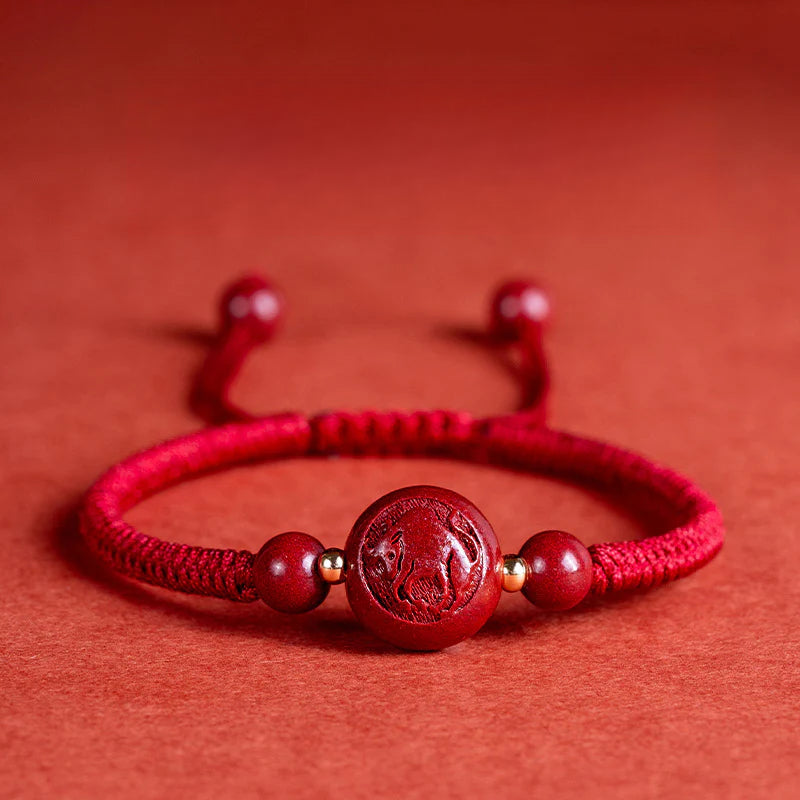 Taoist 2025 new zodiac red rope bracelet men's and women's woven hand rope men's cinnabar bracelet Year of the Snake