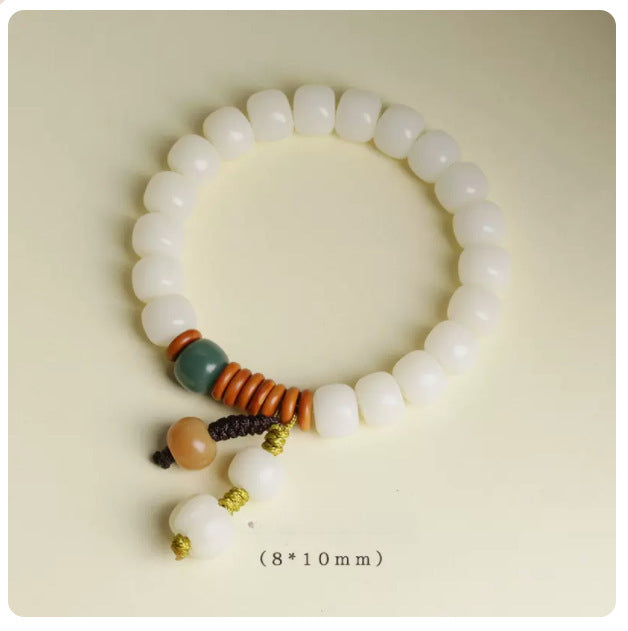Natural White Jade Bodhi Root Bracelet Olive Pit Bracelet Women's Jewelry
