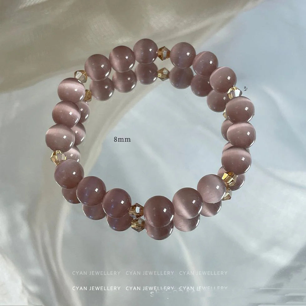 Super fairy pure natural pink daughter elegant crystal ice primary color purple opal spinel bracelet women's student