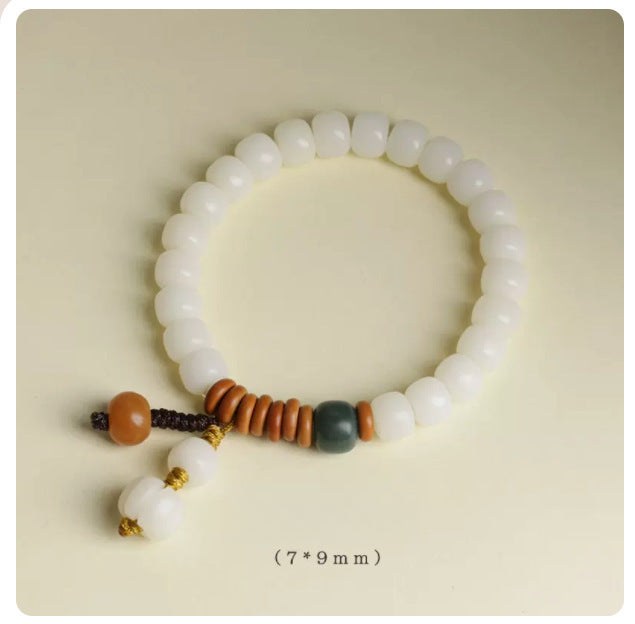 Natural White Jade Bodhi Root Bracelet Olive Pit Bracelet Women's Jewelry