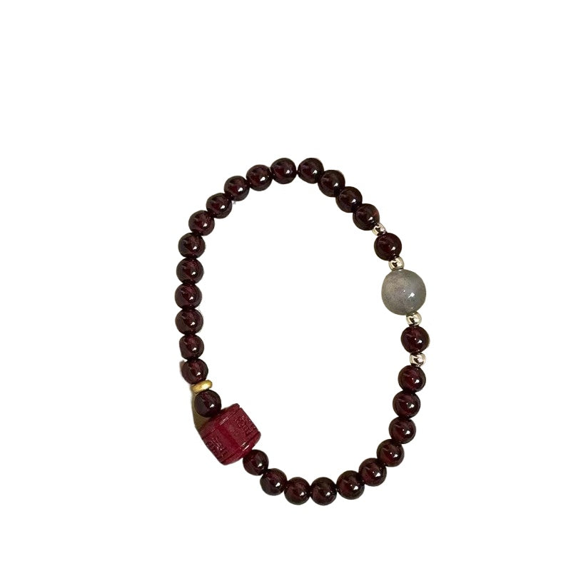 Bracelet transfer pearl red whitening temperament natural burgundy garnet cinnabar transfer cylinder