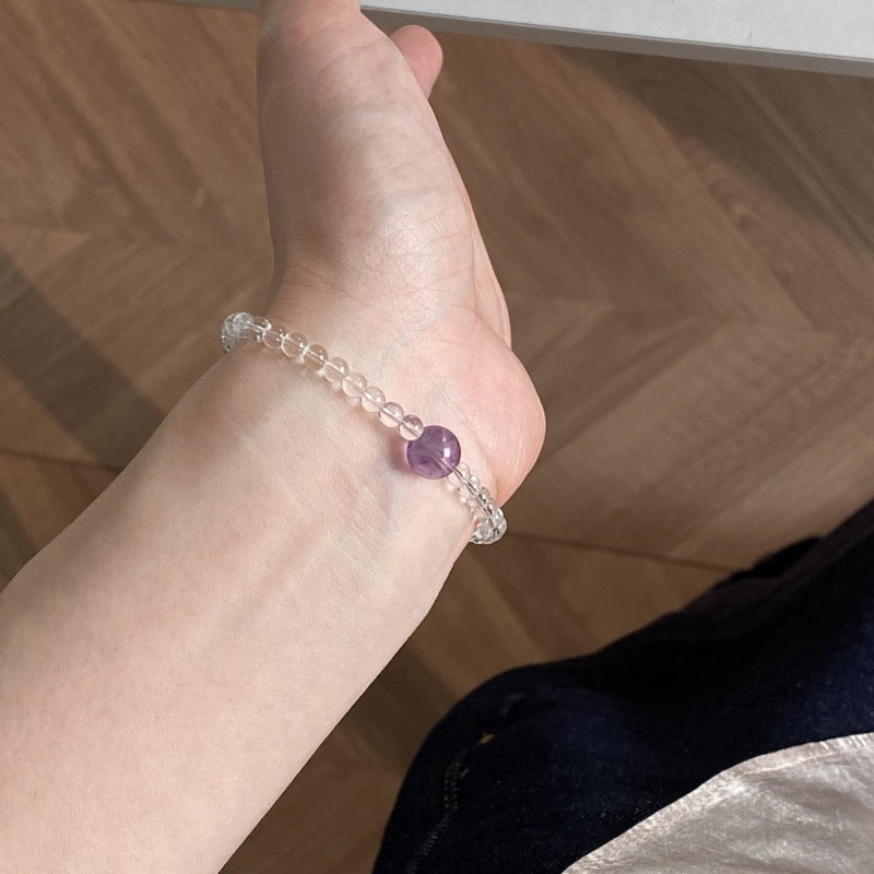 Amethyst bracelet, crystal clear white crystal.