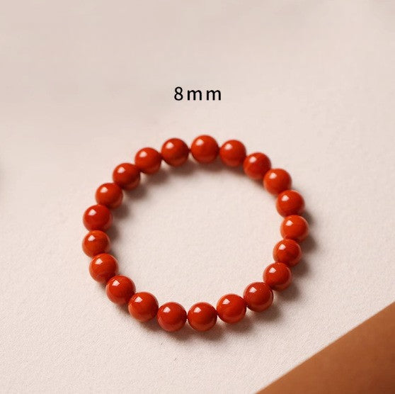 Natural Nanhong agate bracelet, transfer beads, fine persimmon red bracelet.