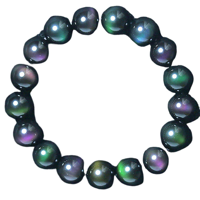Natural obsidian bracelet Rainbow eye Purple green eye Obsidian bracelet Absorbs negative emotions to ward off evil spirits and keep you safe