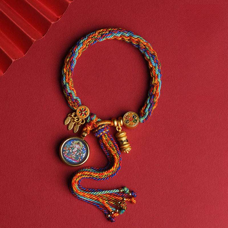 Tibetan Thangka Eight Guardian Gods Wu Ye Manjushri Tibetan Thangka Hand Rope Female Zakiram Bracelet Male Gift