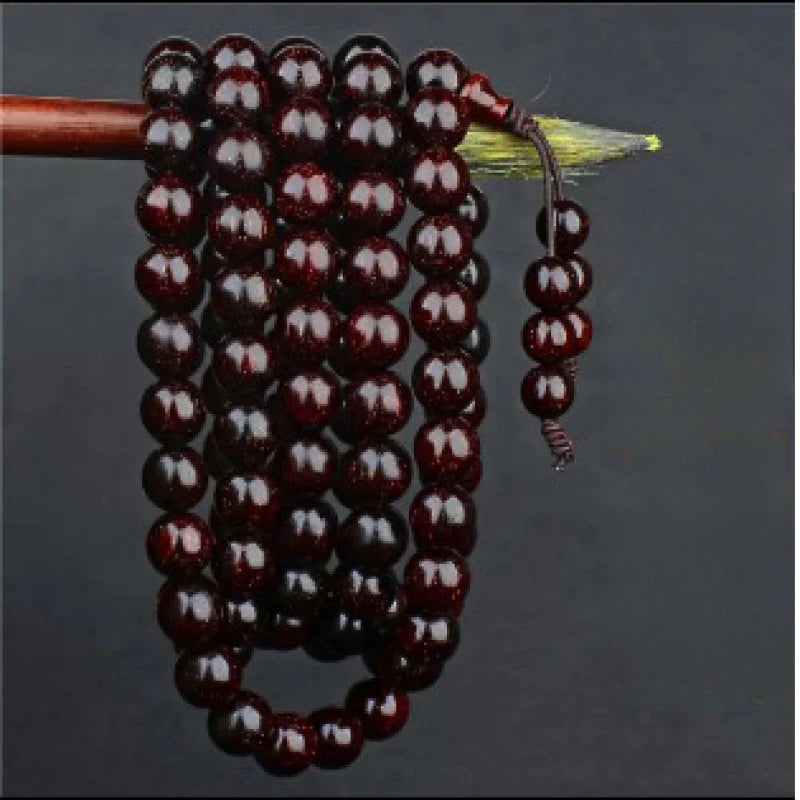 Authentic collection of lobular red sandalwood bracelets for men and women, high-density wooden rotating beads, rosary beads, Buddha beads plate playing sandalwood