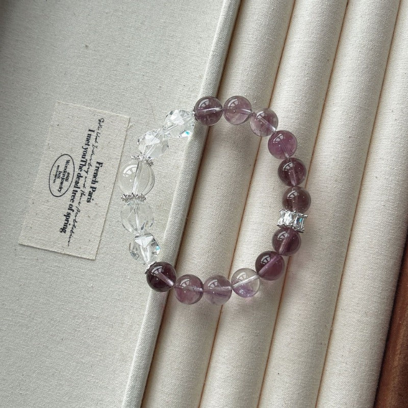 Natural white crystal amethyst simple bracelet women's jewelry