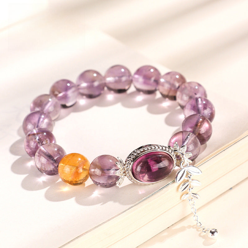 Amethyst egg surface beaded crystal bracelet bracelet bracelet jewelry women's models