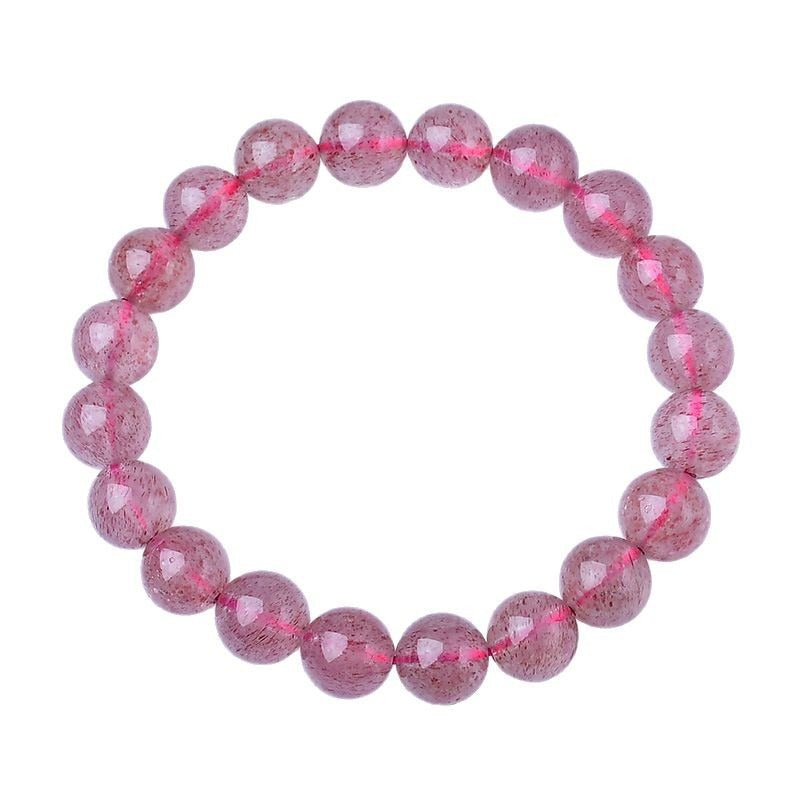 Natural Strawberry Crystal Bracelet Pink Crystal Bead Bracelet Women's Peach Blossom Strawberry Crystal