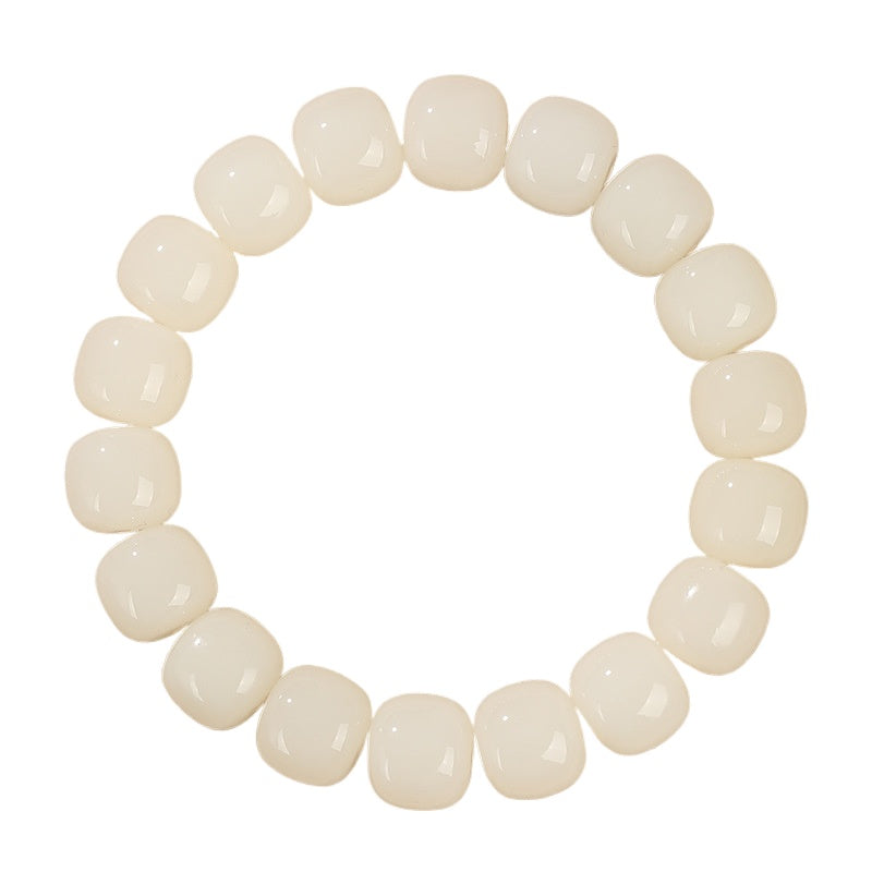 White Jade Bodhi Root Bracelet Women's Buddha Beads Bodhi Beads Meditation Beads