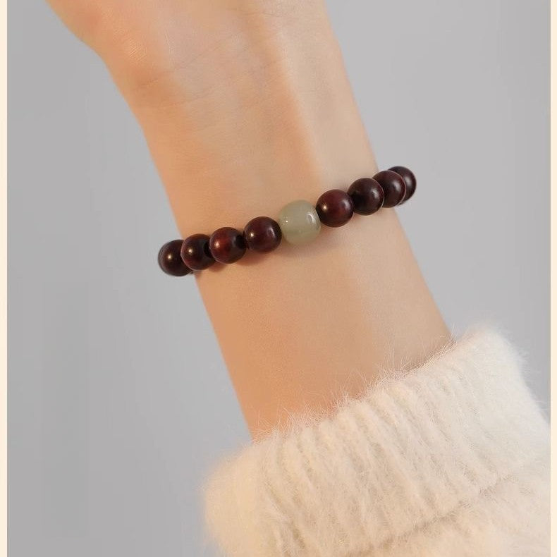 Natural gold silk sandalwood bracelet transshipment beaded rosary sandalwood couple bracelet zen Buddha beads