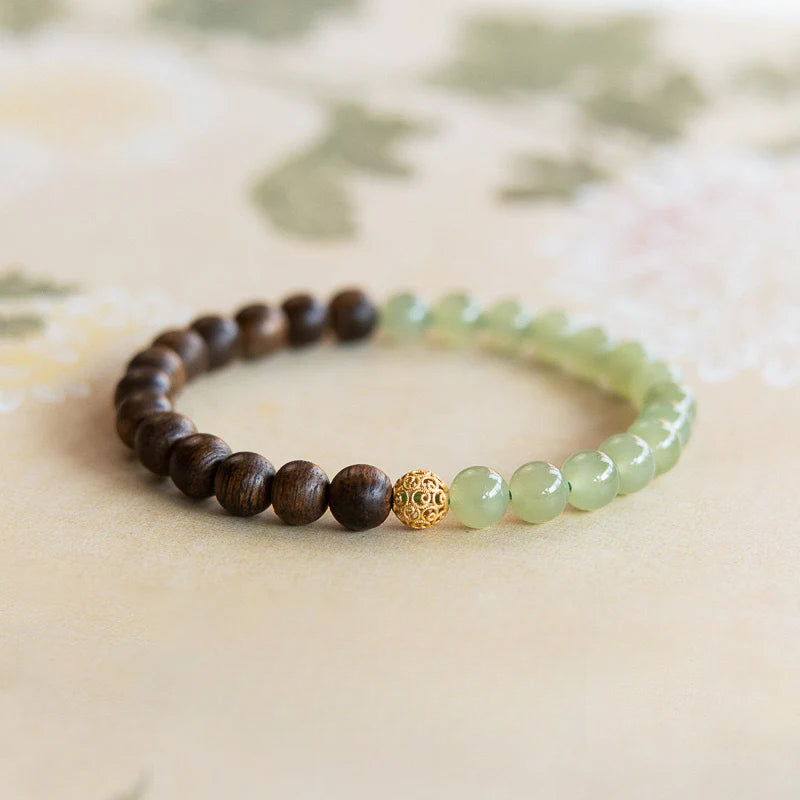 Agarwood Buddha Bead Natural Jade Hetian Jade Transfer Pearl Bracelet