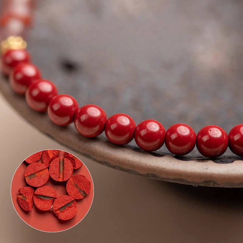 Natural cinnabar Nanhong agate bracelet pearl bracelet women's pearl beads