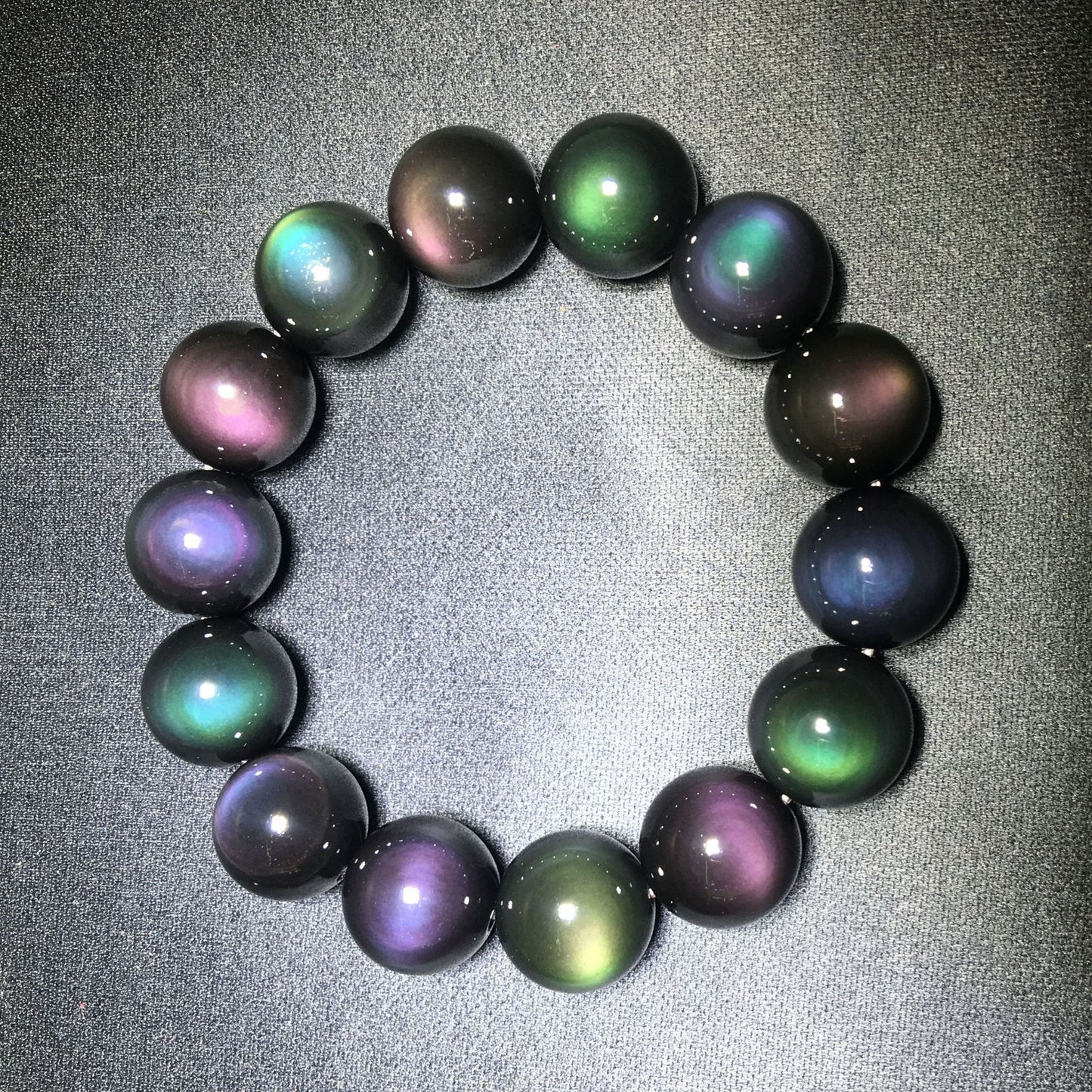 Natural color obsidian bracelet bracelet, green eye purple eye obsidian.