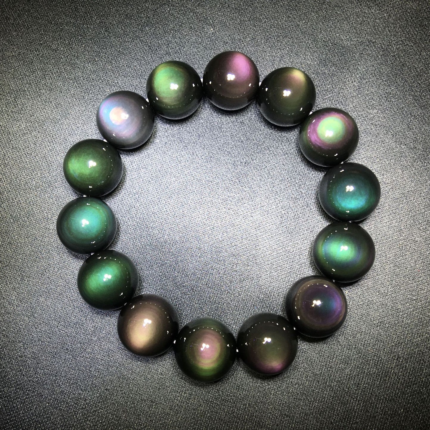 Natural color obsidian bracelet bracelet, green eye purple eye obsidian.