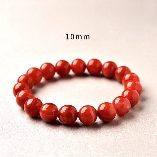 Natural Nanhong agate bracelet, transfer beads, fine persimmon red bracelet.