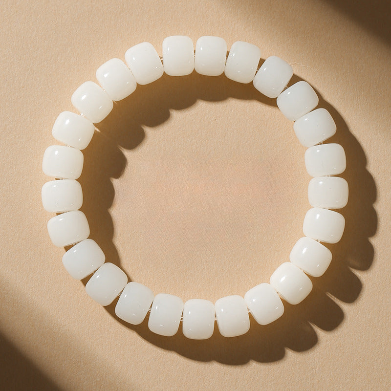 White Jade Bodhi Root Bracelet Women's Buddha Beads Bodhi Beads Meditation Beads