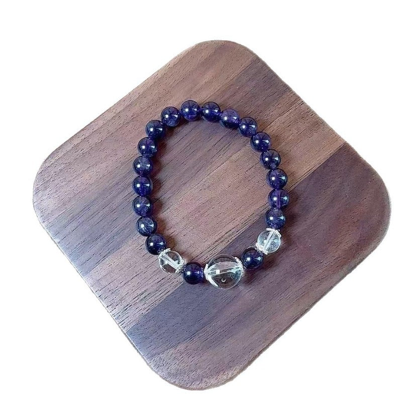 Natural amethyst with white crystal bracelet to purify negative energy