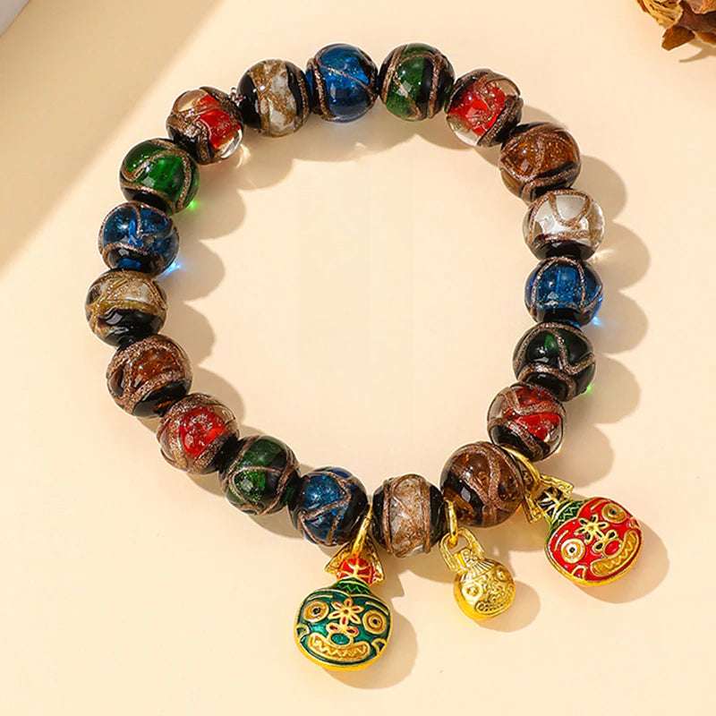 Temple incense ash glazed bracelet incense ash glazed stone five elements Duobao swallowing gold beast bracelet dzi bead agate bracelet