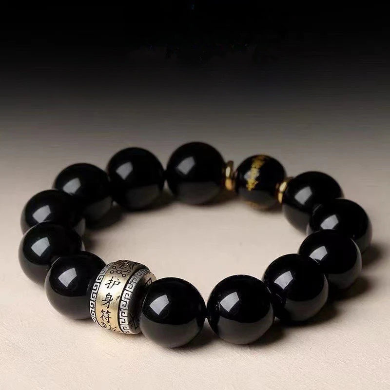 Obsidian Zodiac Ethnic Wind Rat Cow Tiger Rabbit Snake Horse Goat Monkey Chicken Dog Pig Bracelet