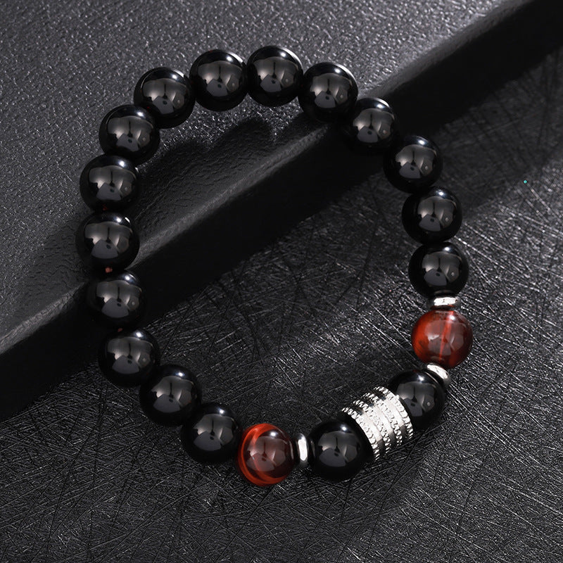 Lucky to ward off evil spirits, tiger's eye stone, obsidian beaded bracelet, men's opal bracelet.