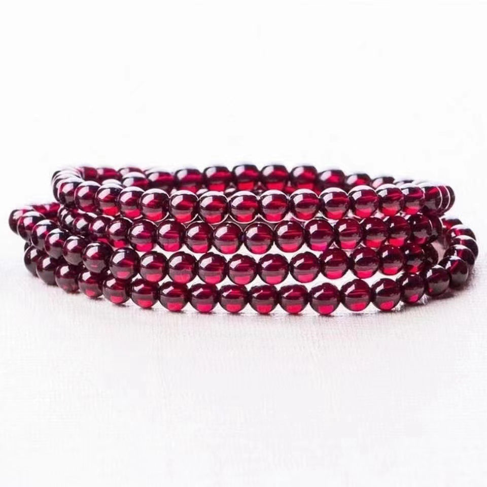 Natural raw garnet A grade burgundy, multi-circle bracelet, women's version three-circle bracelet.