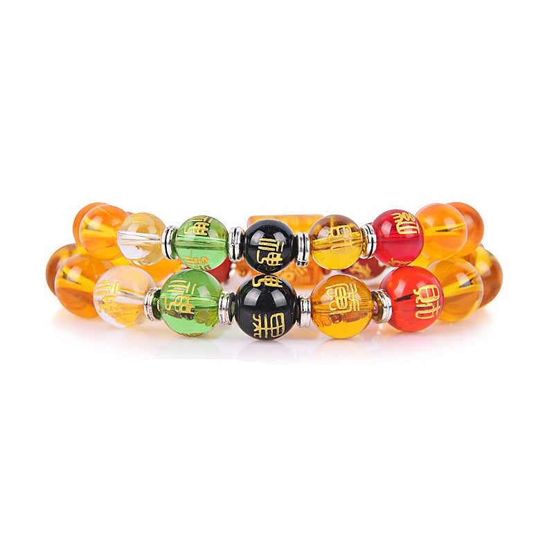 Natural citrine five-way God of Wealth bracelet, citrine five-element bracelet, citrine partial wealth bracelet