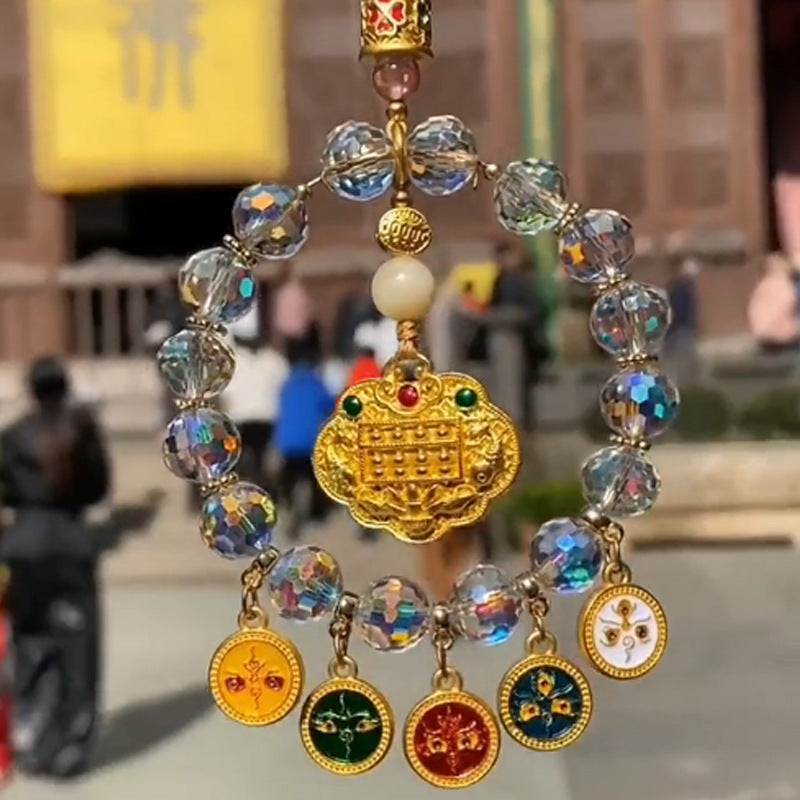 Five-way God of Wealth car hanging multicolored abacus beads car pendant