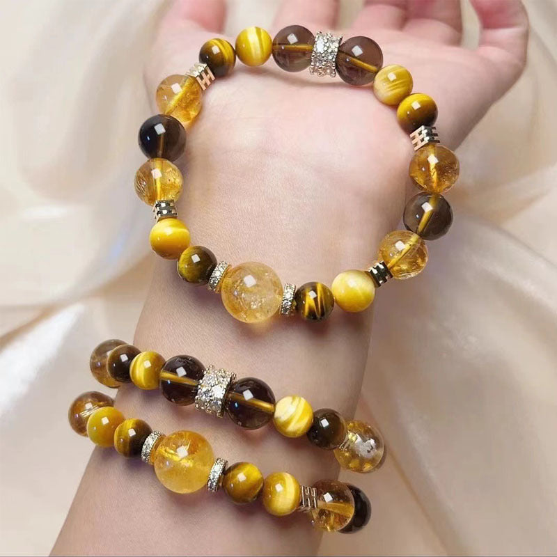 Natural Huangta Crystal Jinba Crystal Bracelet for Men and Women's Premium Agate Citrine Golden Fa Crystal Lucky Bracelet